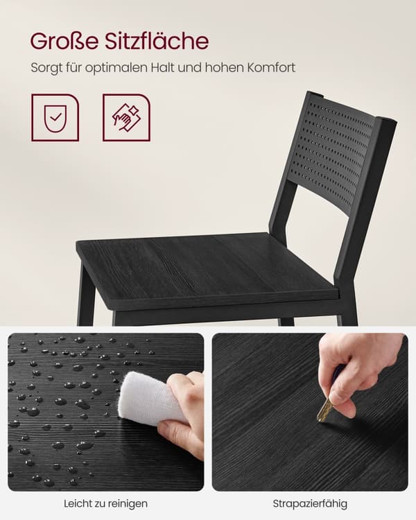 Barstolar i industriell design, set om 2 antracit och svart