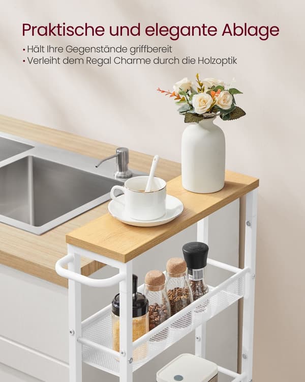 Vagn med 5 våningsplan på hjul 13 x 45,4 x 99,6 cm