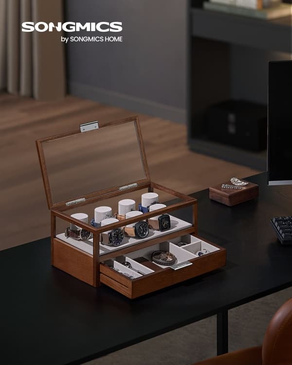Klockbox 2 nivåer med 7 klockkuddar Presentidé kaffebrunt