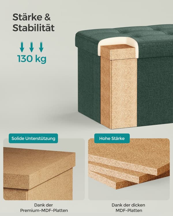 Skammel med opbevaringsplads, kan belastes med op til 130 kg vintage grøn