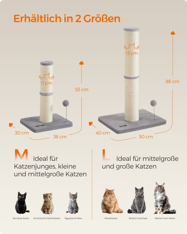 53 cm højt kradsetræ med plysbold og klokke