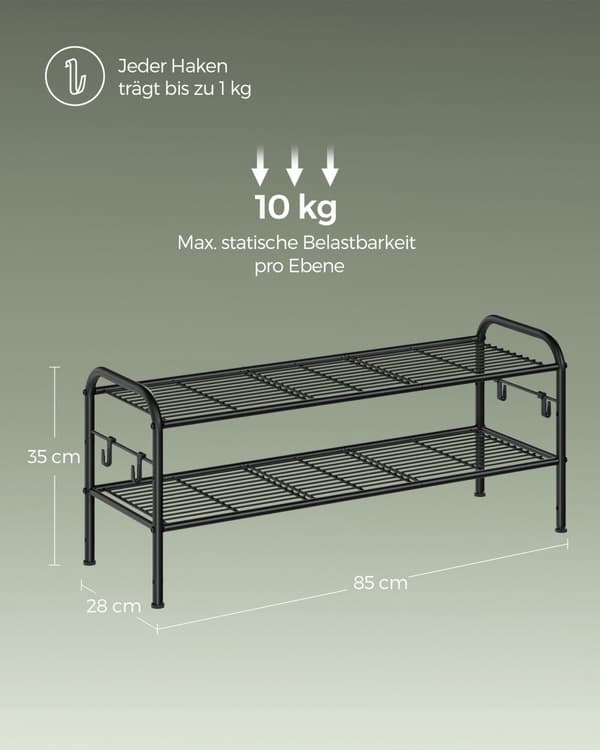 Skostativ med 2 gitterhylder til 10 par sko