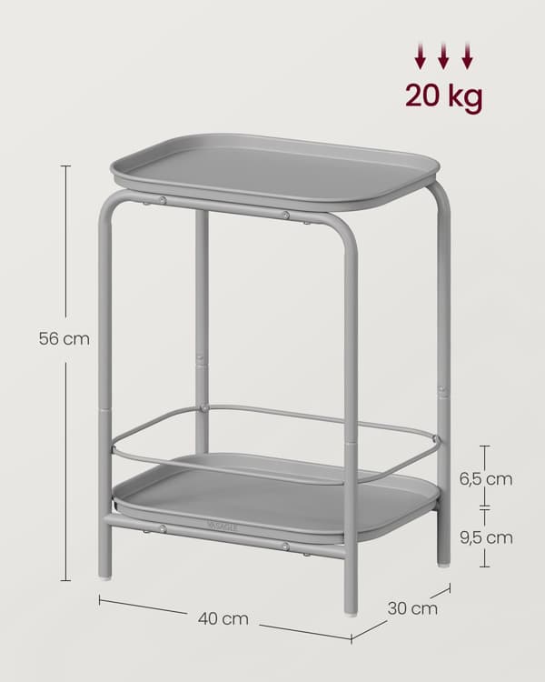 Sidebord med 2 niveauer moderne duegrå
