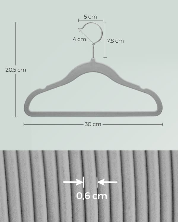 Barnklädhängare set om 30 med 360° roterande krokar dove grey