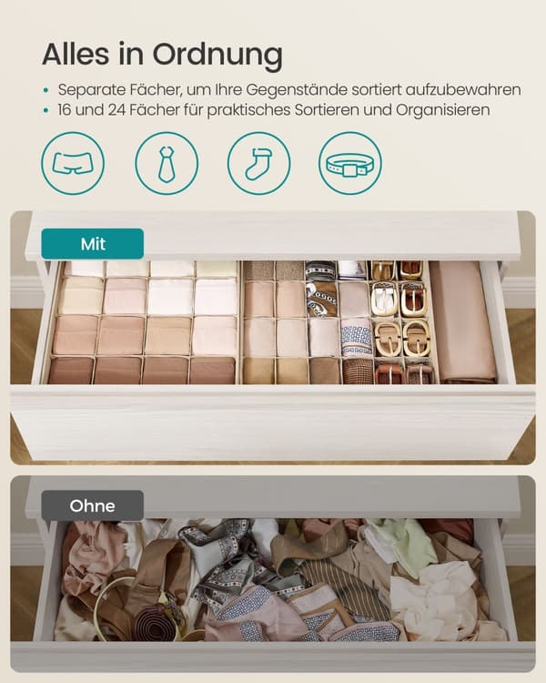 Undertøjsholder sæt med 4 med 80 rum sandbeige