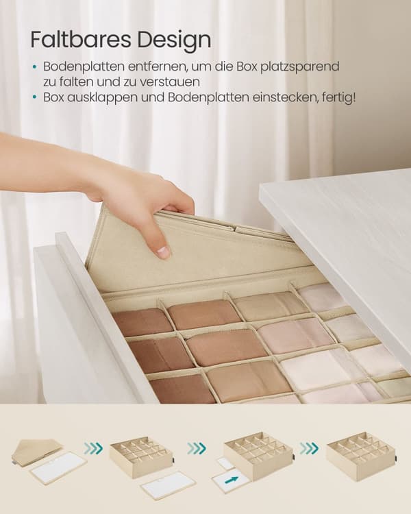 Undertøjsholder sæt med 4 med 80 rum sandbeige