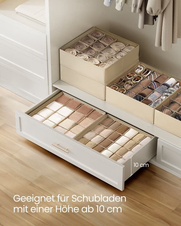 Undertøjsholder sæt med 4 med 80 rum sandbeige