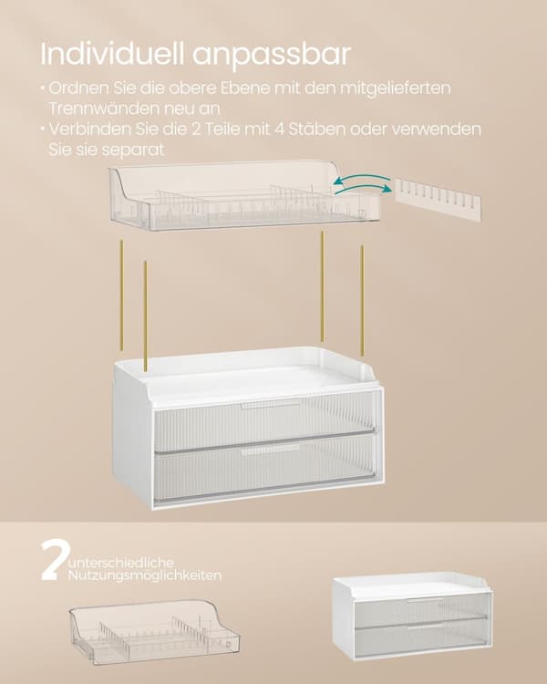 Make-up organiser 4 niveauer 20 x 32 x 39,1 cm, transparent