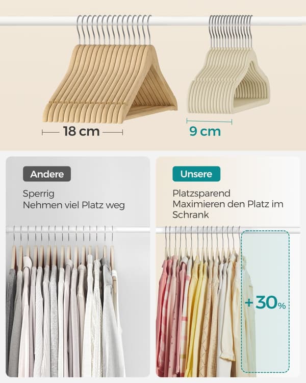 Barnklädhängare set om 50 med 360° svängbara krokar sandbeige