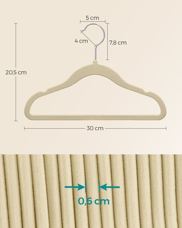 Barnklädhängare set om 50 med 360° svängbara krokar sandbeige