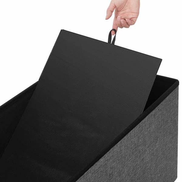 Penkki jakkara 80 litran kapasiteetti istuin lipas säilytyslaatikko Faux pellava kokoontaitettava maksimikuorma 300 kg olohuoneeseen makuuhuoneeseen
