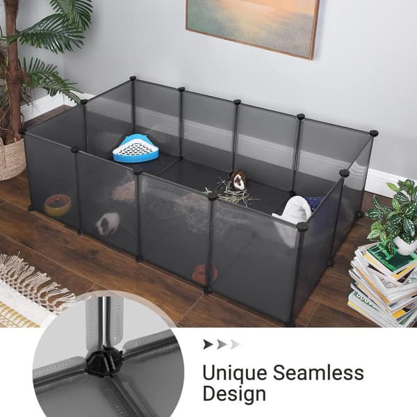Lekhage för husdjur, marsvinshage och bur med golv, inomhus DIY transparent plasthölje för hamstrar, kaniner, igelkottar, träningshabitat för smådjur