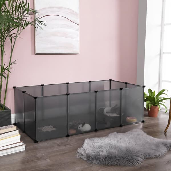 Lekhage för husdjur, marsvinshage och bur med golv, inomhus DIY transparent plasthölje för hamstrar, kaniner, igelkottar, träningshabitat för smådjur