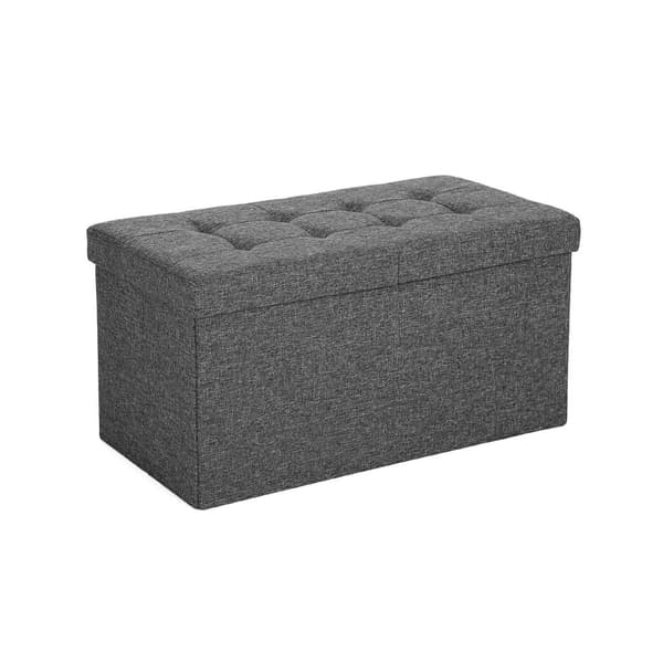 80L Förvarings Ottoman, hopfällbar skobänk, med fällbart lock, lastkapacitet 300 kg, 76 x 38 x 38 cm, mörkgrå LSF46GYZ