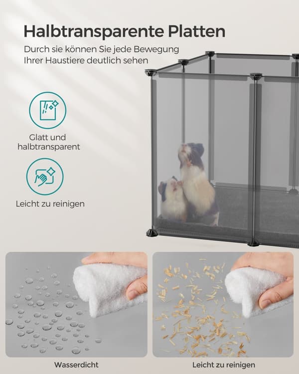 Utomhusstängsel med grå golvpaneler av plast