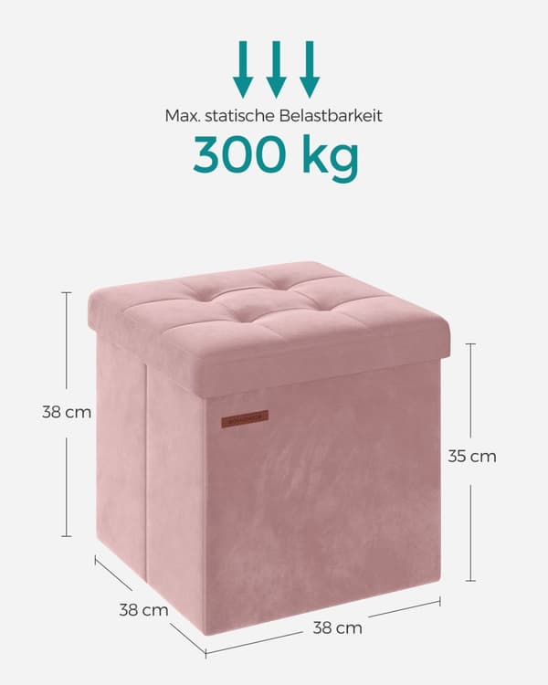 Bänk med förvaringsutrymme för hall pastellrosa