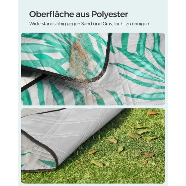 Picnictæppe 200 x 200 cm grå med tropisk bregne