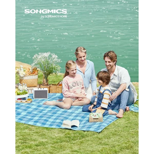 Picknickfilt 200 x 200 cm vattentät grön-blå
