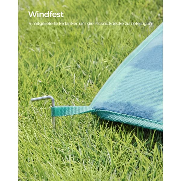 Picknickfilt 200 x 200 cm vattentät grön-blå