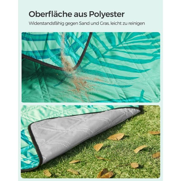 Picnictæppe 200 x 200 cm maskinvaskbart grøn