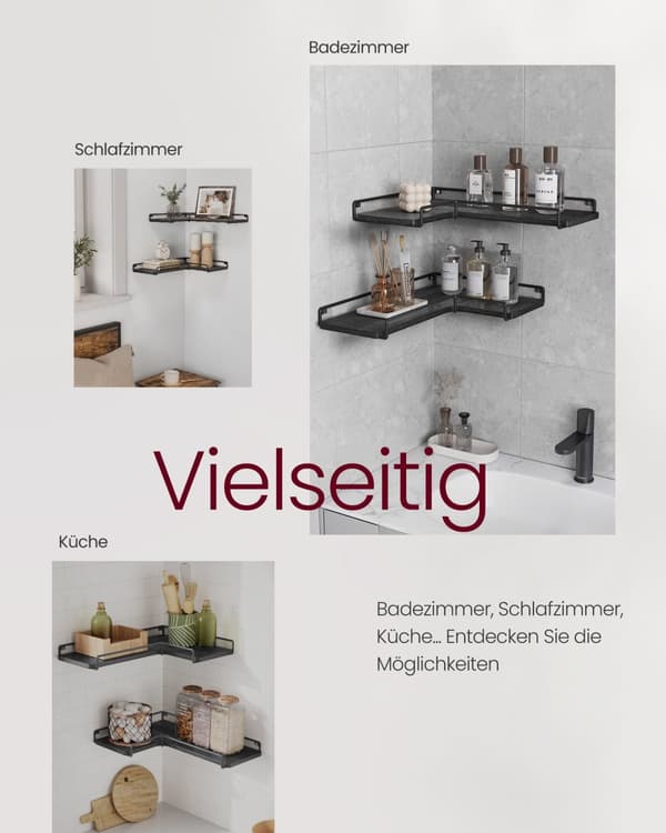 L-formad hörnhylla industriell design svart