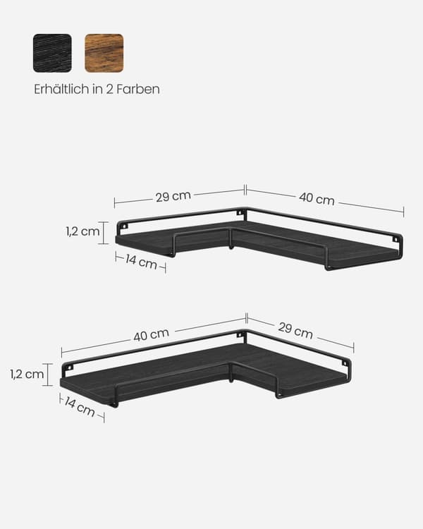 L-formad hörnhylla industriell design svart