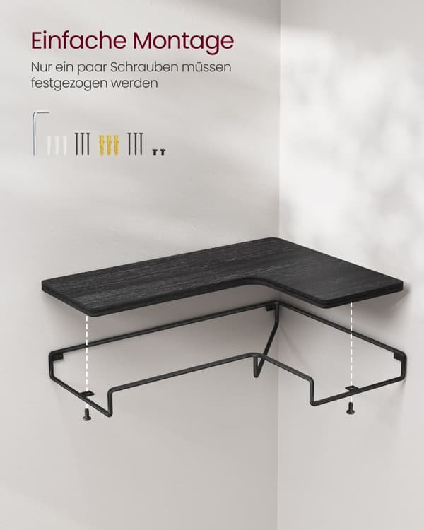 L-formad hörnhylla industriell design svart
