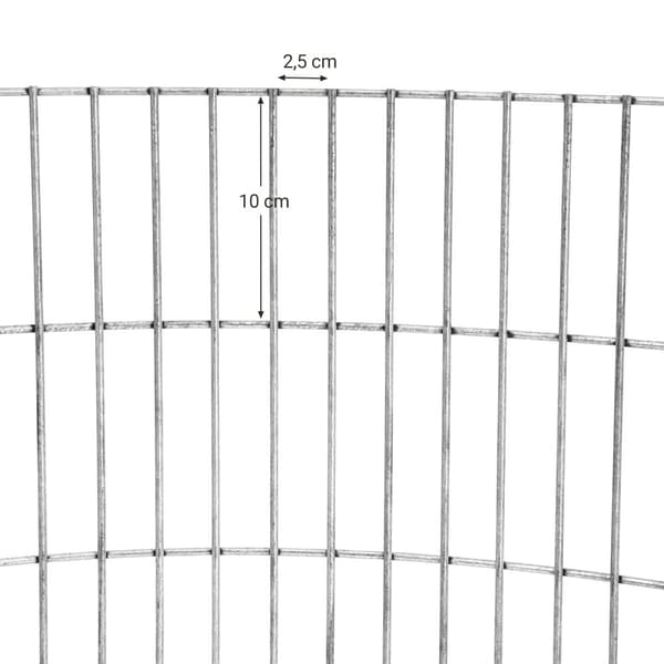 Hög rund gabion för stenar, metallgabionbur och -korg med tjocka galler 2,5 x 10 cm, rostbeständigt galvaniserat stål, 90 x 40 cm (dia. x h), dekorat