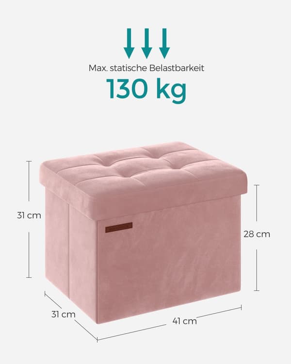 Opbevaringskasse med låg kan rumme op til 130 kg pastelrosa