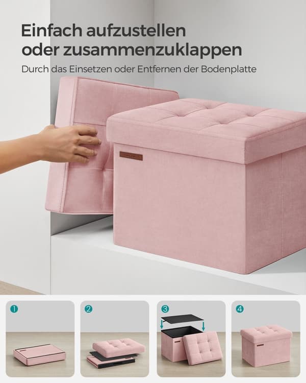 Opbevaringskasse med låg kan rumme op til 130 kg pastelrosa
