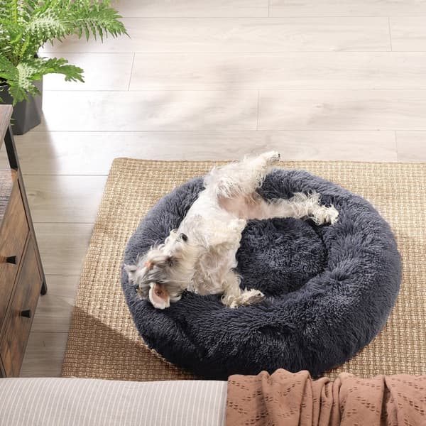Koiran sänky, Donut kissan sänky, pörröinen rauhoittava lemmikkieläinten sänky, jossa on irrotettava, pestävä päällinen, pehmeä pitkä pehmo, 70 cm, t