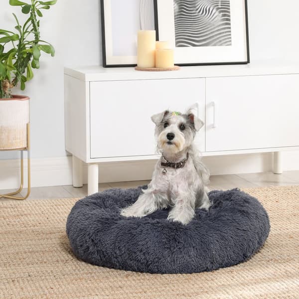 Koiran sänky, Donut kissan sänky, pörröinen rauhoittava lemmikkieläinten sänky, jossa on irrotettava, pestävä päällinen, pehmeä pitkä pehmo, 70 cm, t