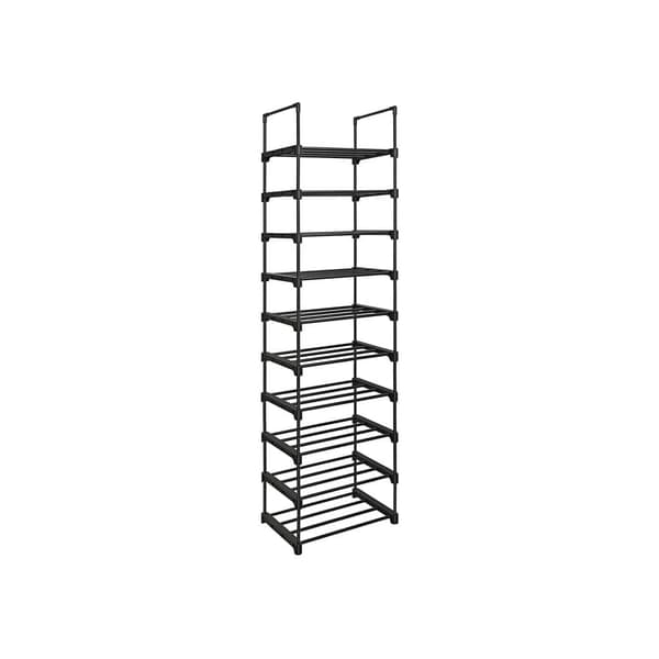 Skoställ, 10-facks metallställ för förvaring av skor, anpassningsbar design, metallram, platsbesparande ställ, för omklädningsrum, hall, 30 x 45 x 17