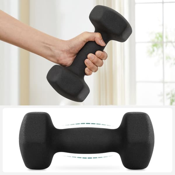 Set med 2 hantlar, 2 x 4 kg, handvikter i neopren, halkfritt grepp, för styrketräning, svart SYL068BK