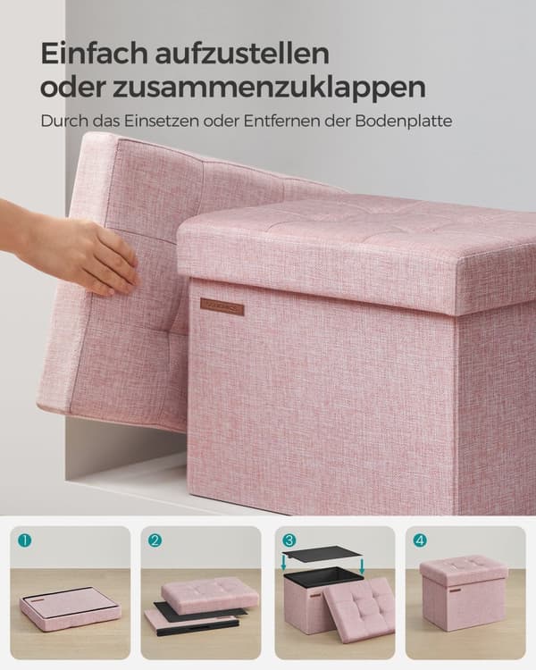 Bänk med förvaringsutrymme pastellrosa