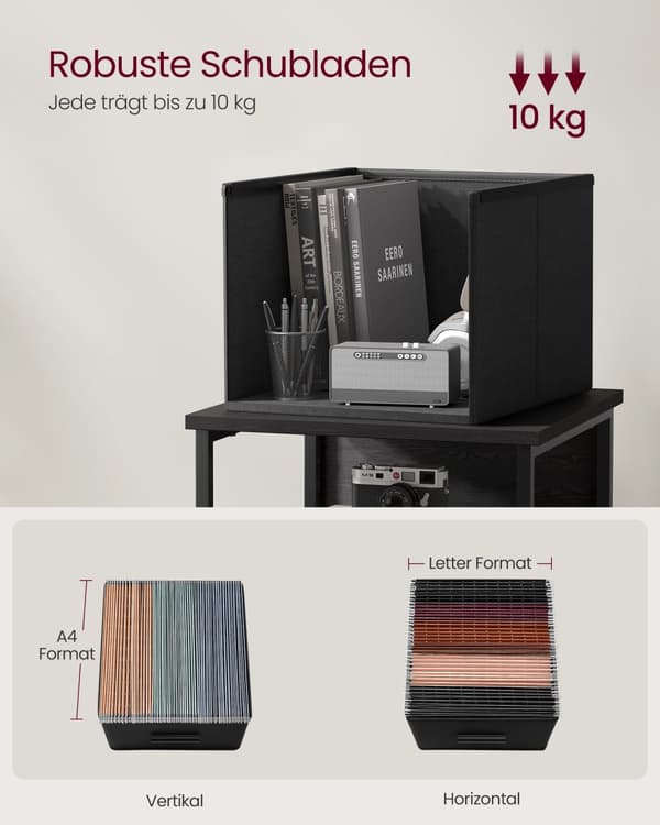 Arkivskab med 2 skuffer ibenholt sort-ink sort