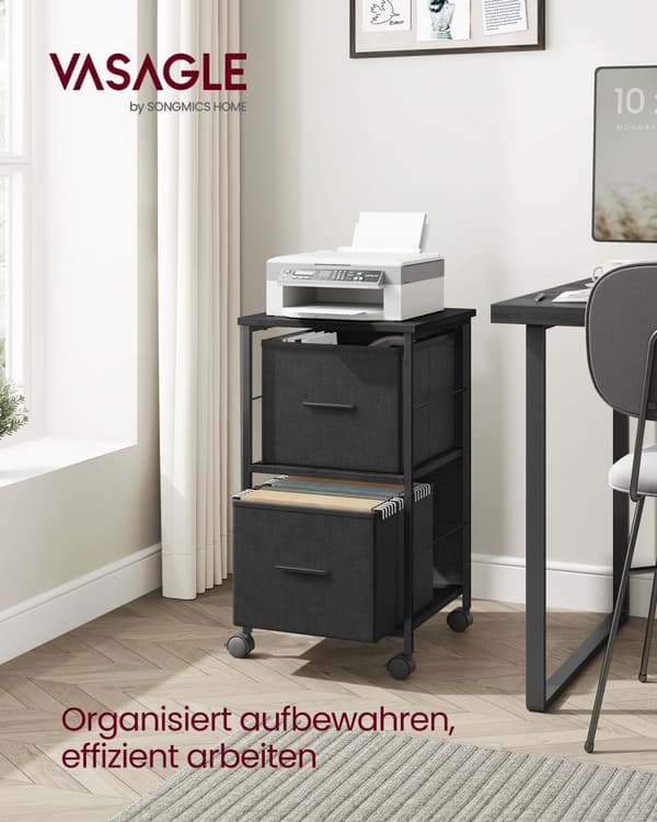 Arkivskab med 2 skuffer ibenholt sort-ink sort