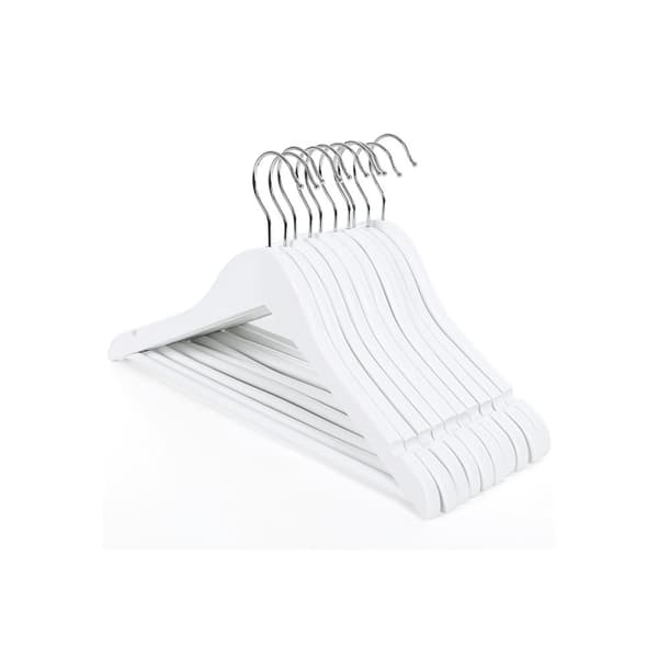 Klädhängare för barn Massivt trä, 20 st, med bro och skåror, 360° roterande krok Vit 35cm CRW06W-20