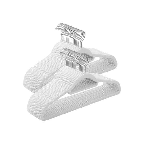 Sammetsklädhängare, 50-pack, halkfria klädhängare, 0,6 cm tjocka, platsbesparande, 360° vridbara krokar, 43,5 cm långa, för rock, jacka, skjorta, klä