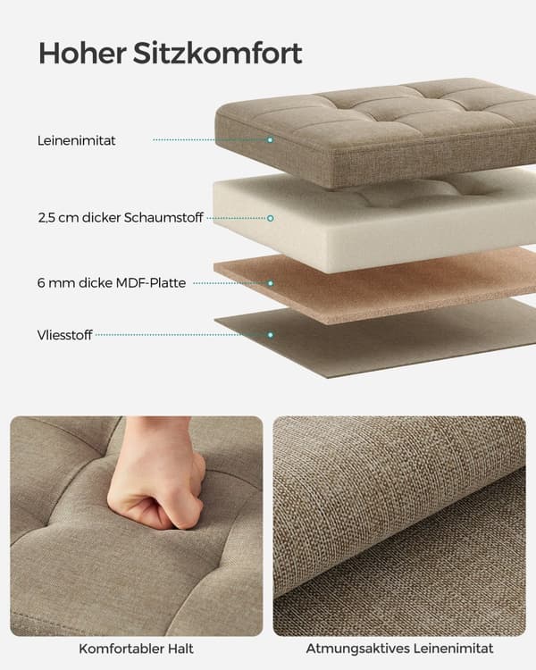 Bænk med opbevaringsplads light taupe