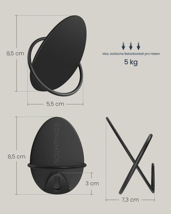 Kappkrokar 4-pack, väggkrokar för upphängning av jackor, handdukar, var och en håller upp till 5 kg, ägginspirerad design, för vardagsrum, sovrum, ha