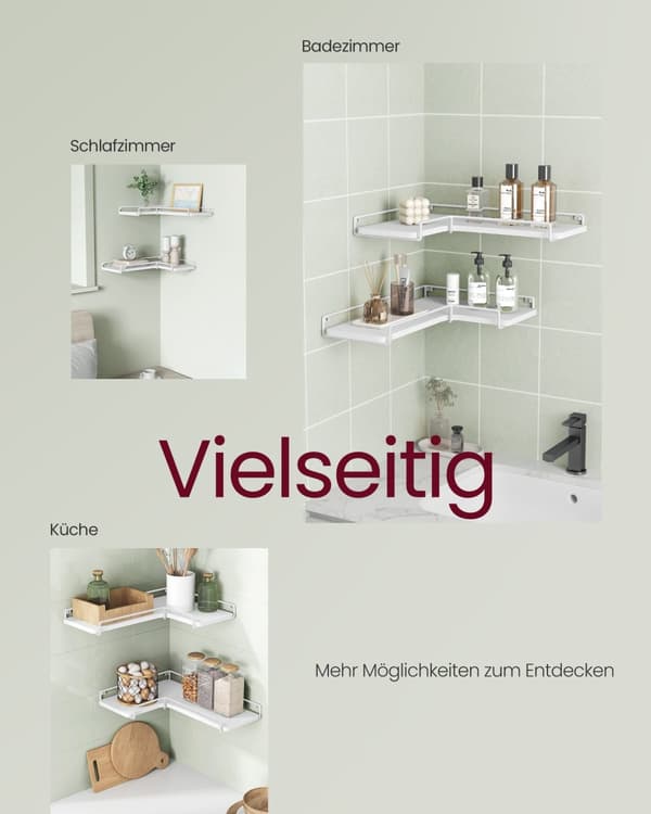 L-formade hörnhyllor Set med 2 vägghyllor Industriell design Vardagsrum Sovrum Kök Molnvit LLS831W14