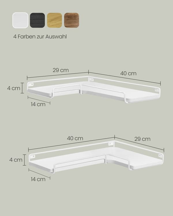 L-formade hörnhyllor Set med 2 vägghyllor Industriell design Vardagsrum Sovrum Kök Molnvit LLS831W14