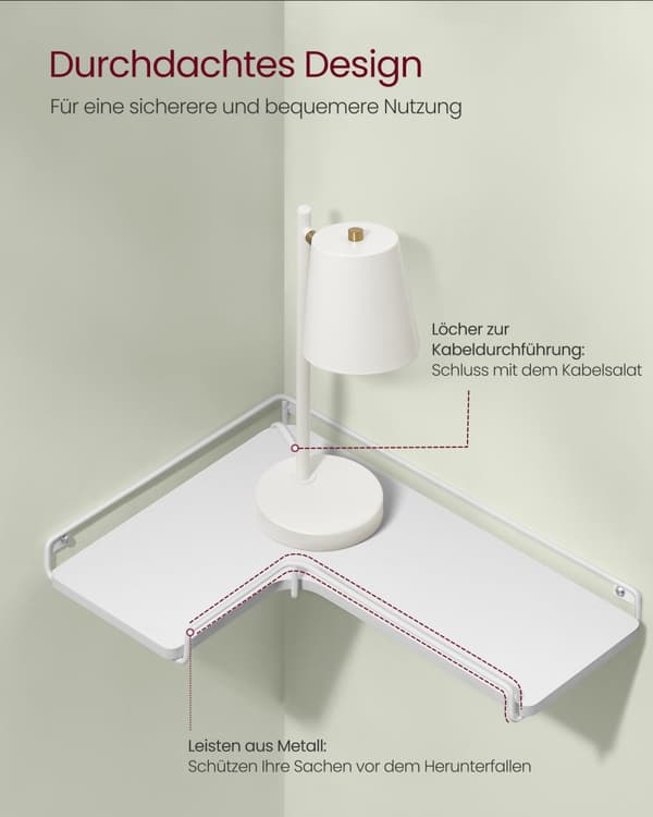 L-formade hörnhyllor Set med 2 vägghyllor Industriell design Vardagsrum Sovrum Kök Molnvit LLS831W14