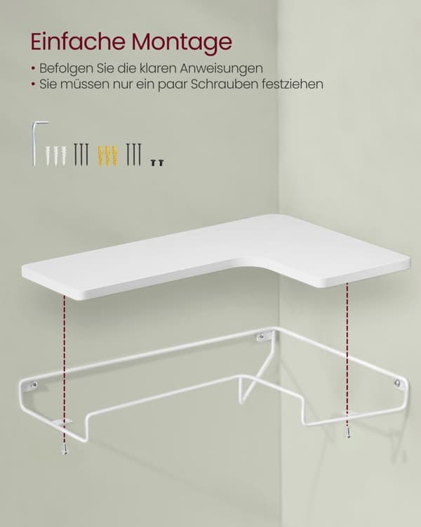 L-formade hörnhyllor Set med 2 vägghyllor Industriell design Vardagsrum Sovrum Kök Molnvit LLS831W14