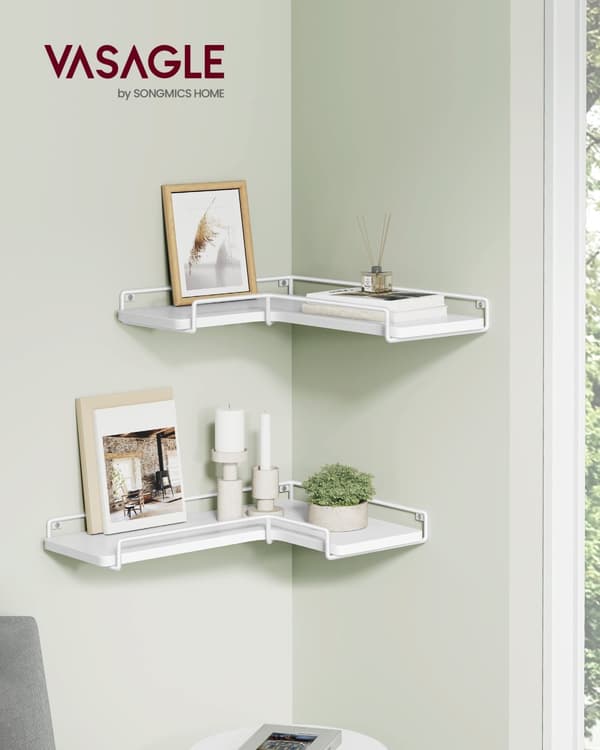 L-formade hörnhyllor Set med 2 vägghyllor Industriell design Vardagsrum Sovrum Kök Molnvit LLS831W14