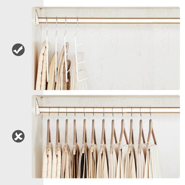Byxhängare, klädhängare med 5 barer, set om 4, platsbesparande, öppna ändar, halkfria byxhängare för jeans, handdukar och halsdukar, vit