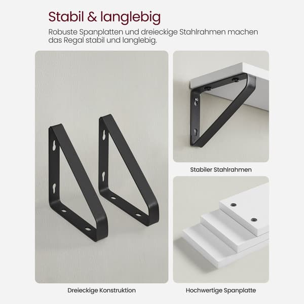 Flytande hyllor i industriell design Uppsättning med 3 väggmonterade robusta displayhyllor för vardagsrum, badrum och kök
