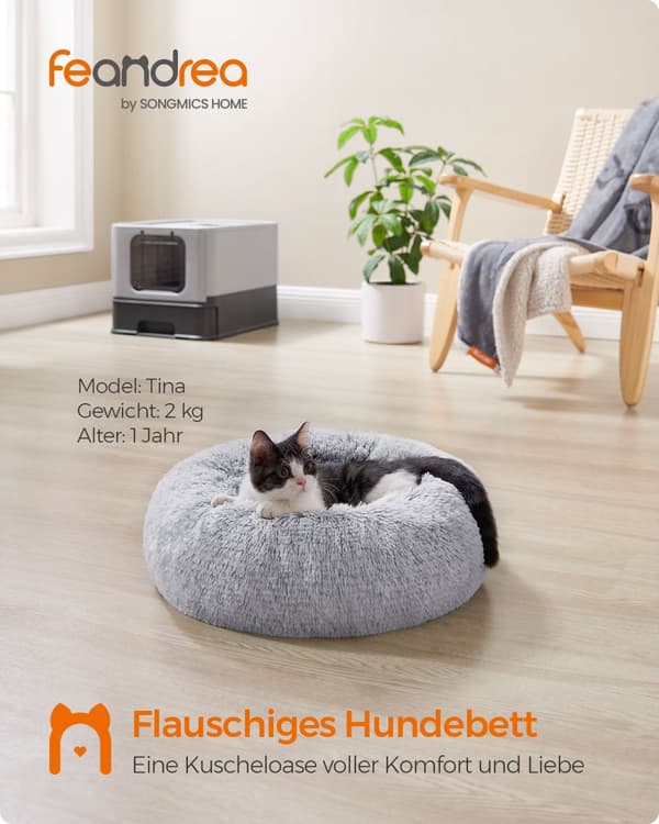 Hundeseng fluffy og vaskbar ombré grå