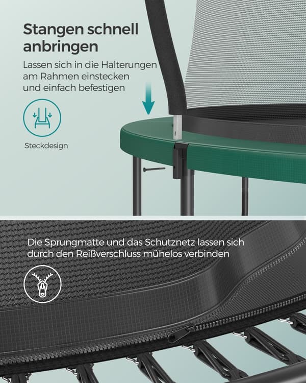 Trampolin Ø 366 cm med dragkedja djungelgrön